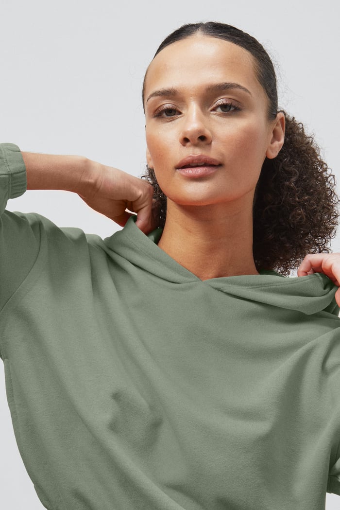 Jersey Hoodie With Elastic Waistband