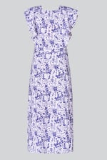 Square Neck Tie Waist Jersey Dress With Frill Sleeve Detail