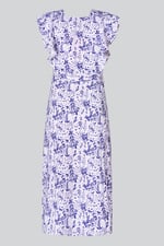 Square Neck Tie Waist Jersey Dress With Frill Sleeve Detail