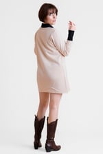Laced Collar Design Jersey Tailored Shirt Dress