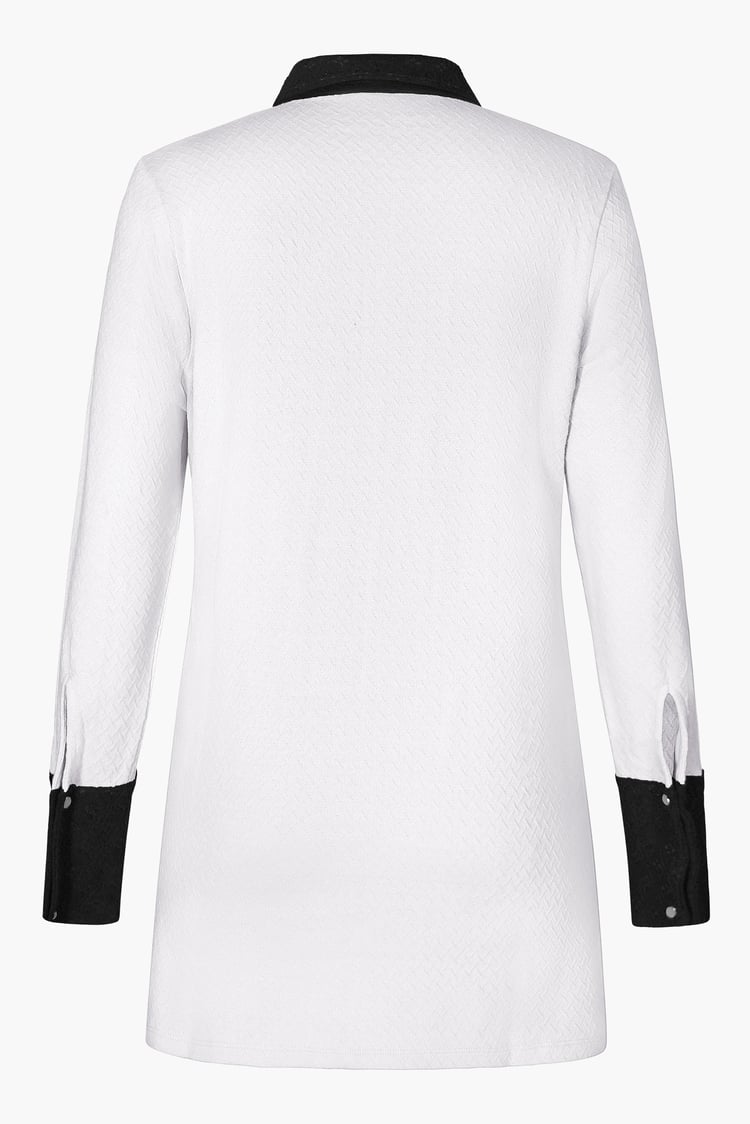 Laced Collar Design Jersey Tailored Shirt Dress