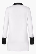 Laced Collar Design Jersey Tailored Shirt Dress