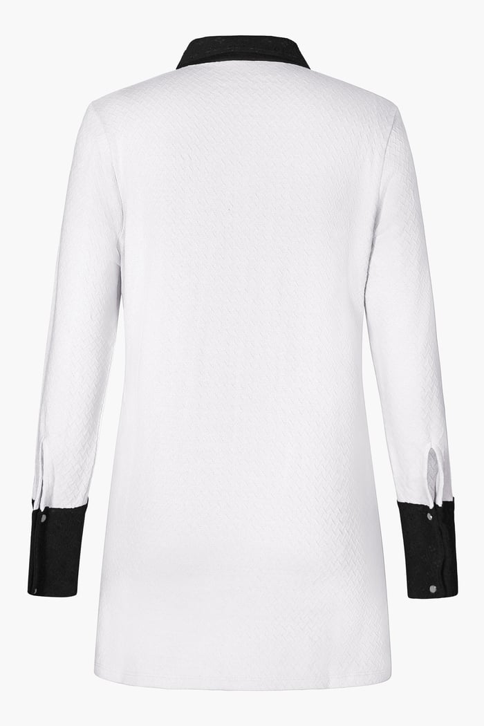 Laced Collar Design Jersey Tailored Shirt Dress