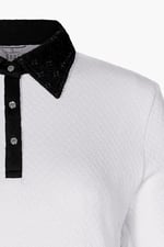 Laced Collar Design Jersey Tailored Shirt Dress