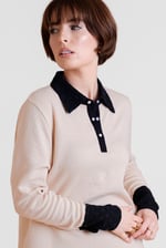 Laced Collar Design Jersey Tailored Shirt Dress