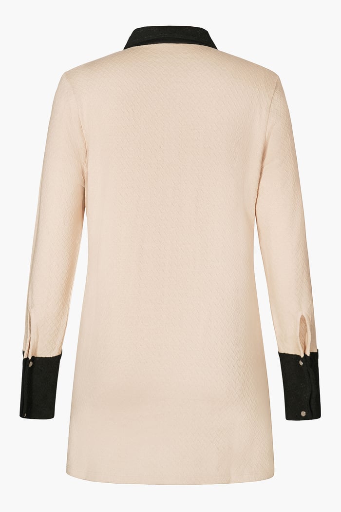 Laced Collar Design Jersey Tailored Shirt Dress