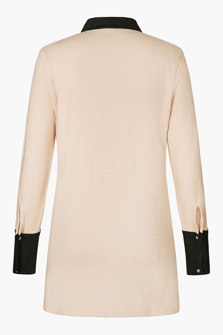 Laced Collar Design Jersey Tailored Shirt Dress