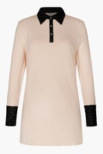 Laced Collar Design Jersey Tailored Shirt Dress