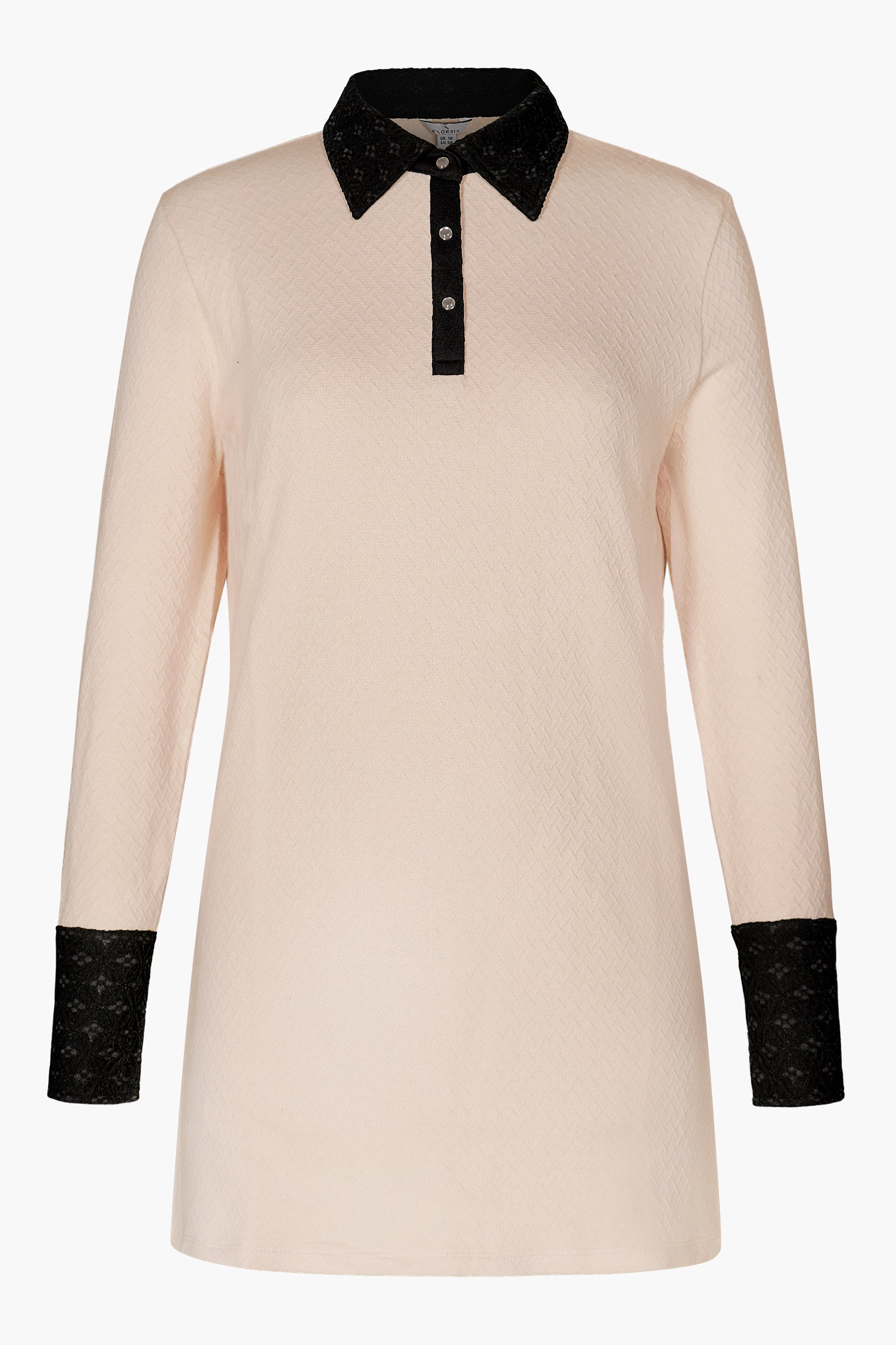 Laced Collar Design Jersey Tailored Shirt Dress