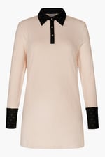 Laced Collar Design Jersey Tailored Shirt Dress