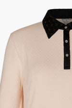 Laced Collar Design Jersey Tailored Shirt Dress