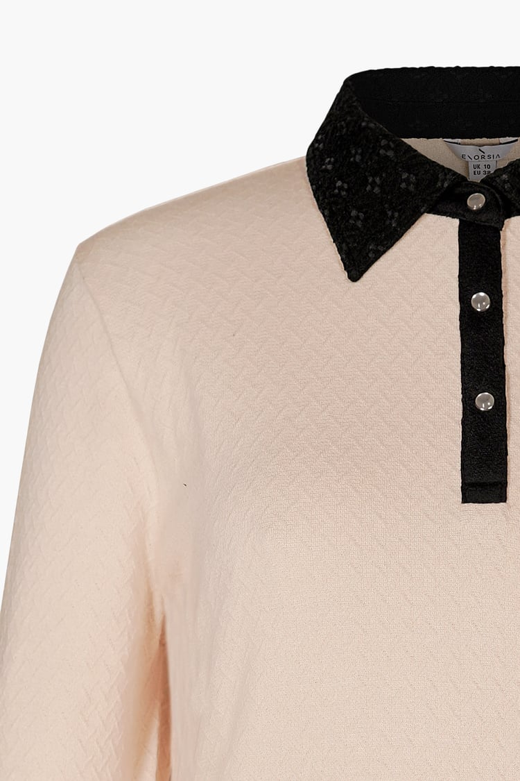 Laced Collar Design Jersey Tailored Shirt Dress