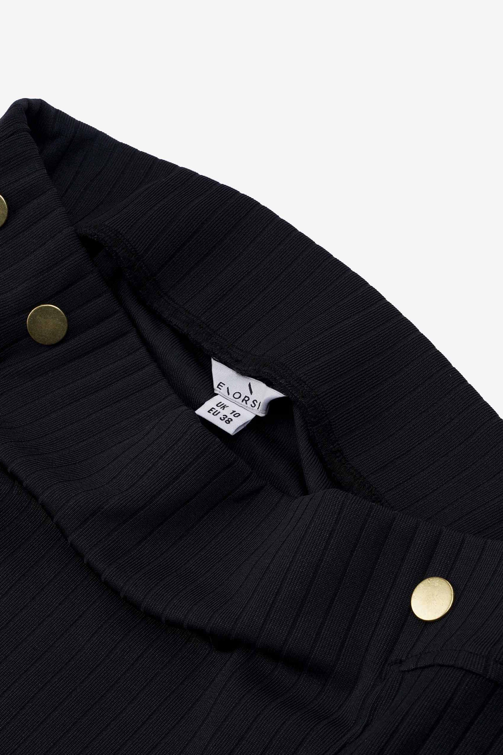 Button Front Ribbed Midi Skirt