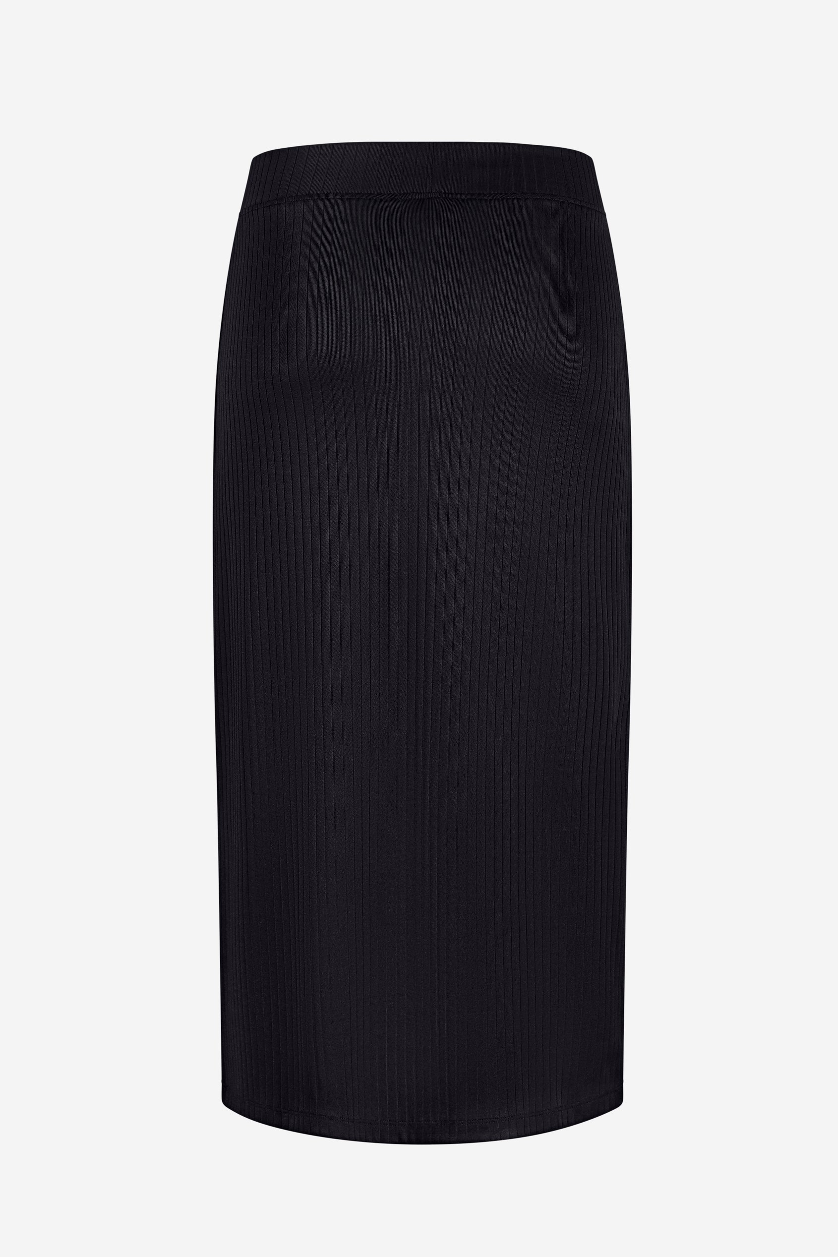 Button Front Ribbed Midi Skirt