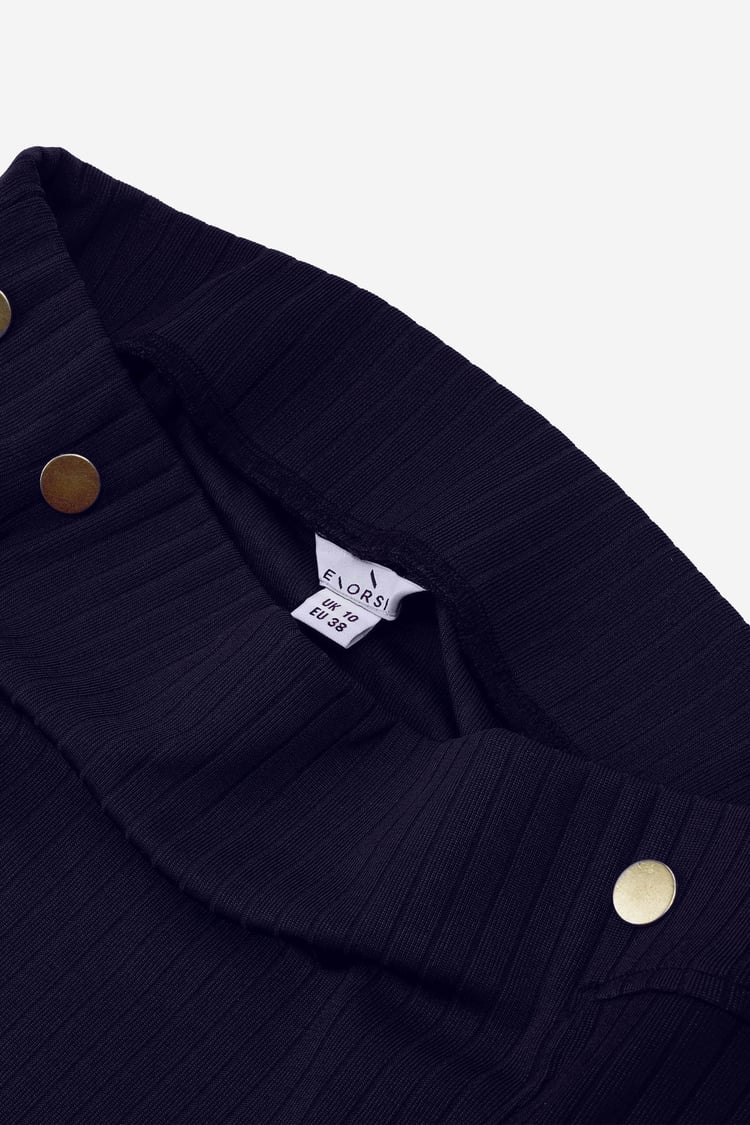 Button Front Ribbed Midi Skirt