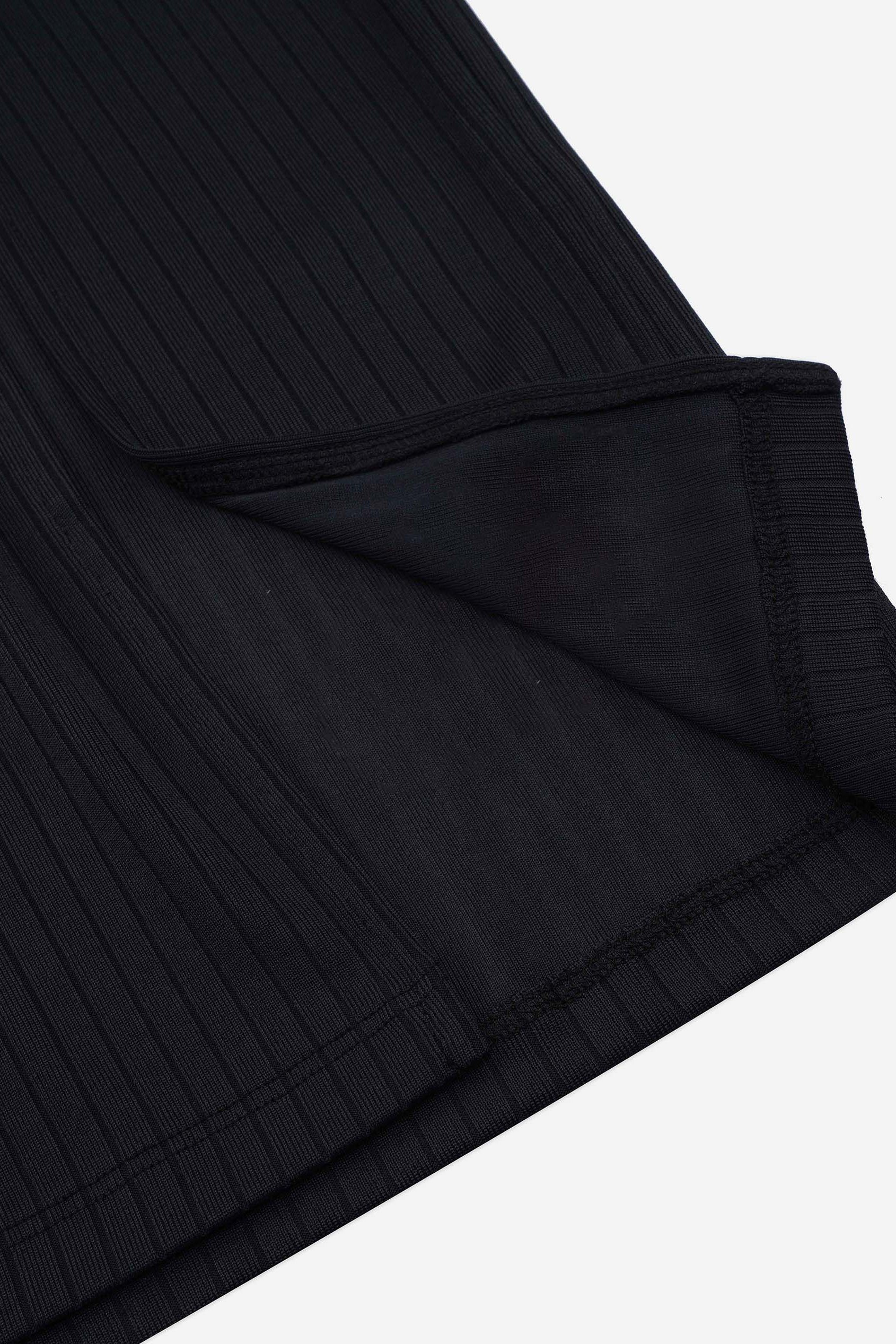 Button Front Ribbed Midi Skirt