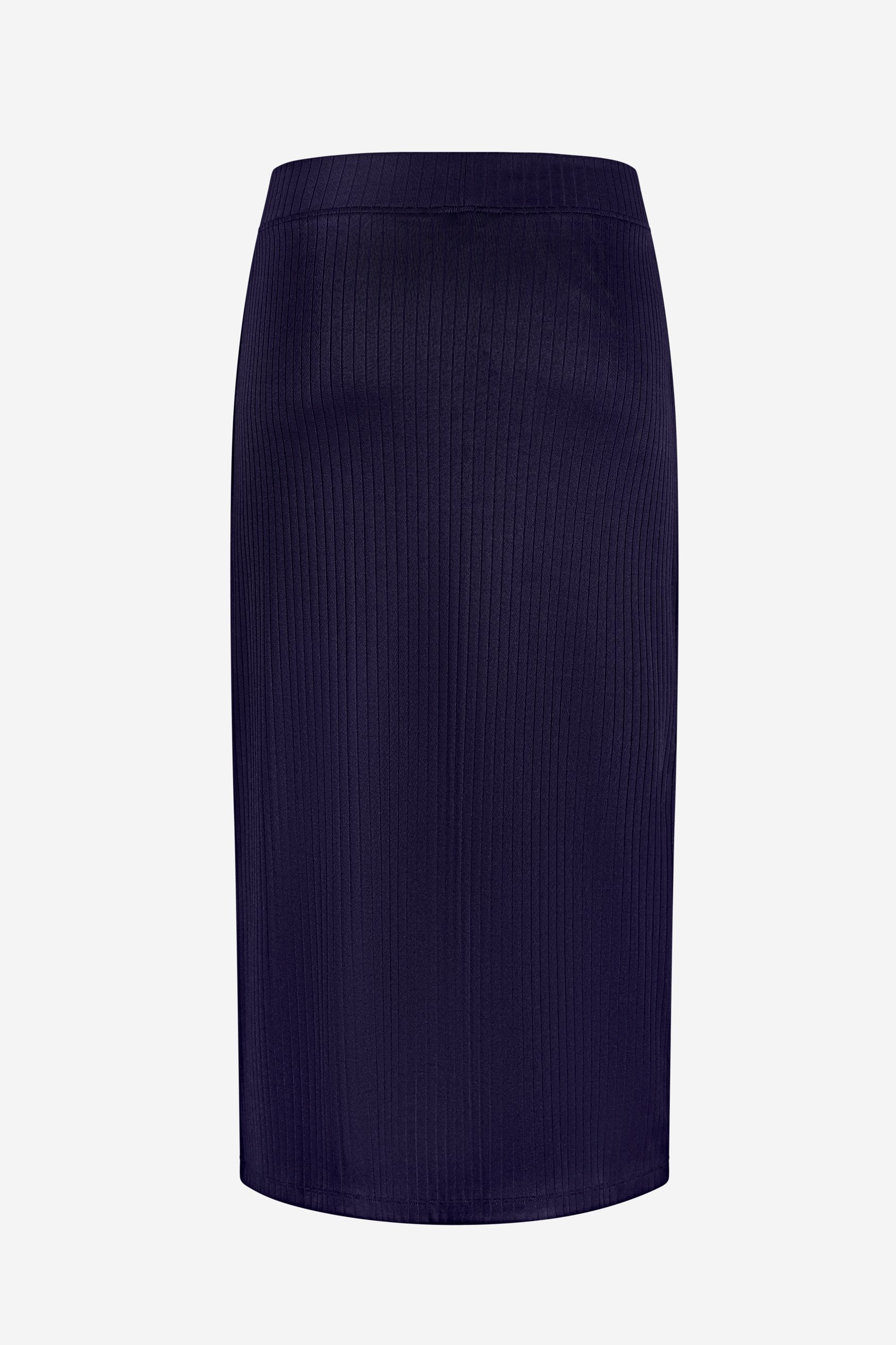 Button Front Ribbed Midi Skirt
