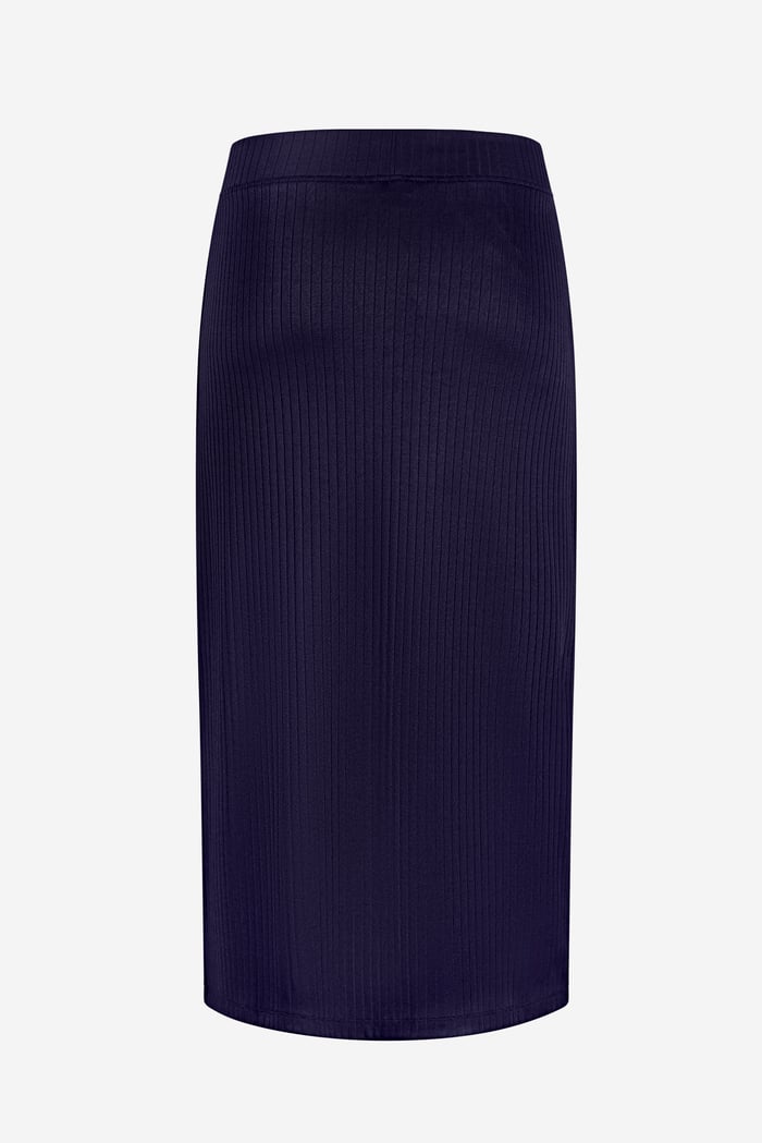 Button Front Ribbed Midi Skirt