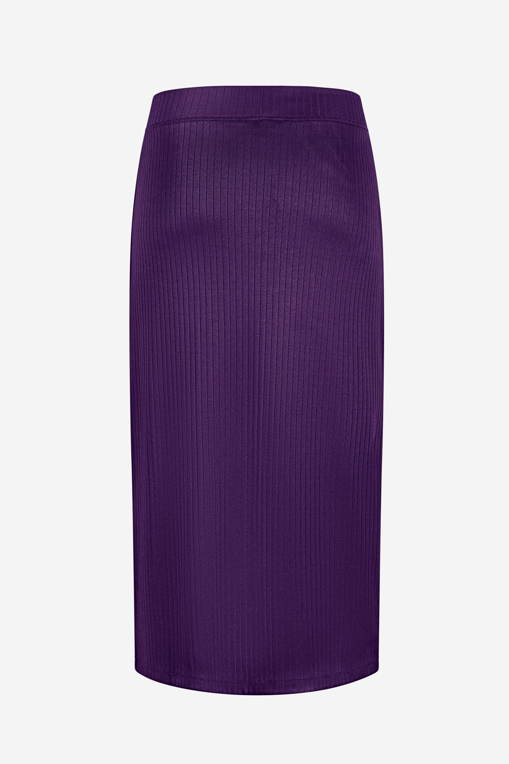 Button Front Ribbed Midi Skirt