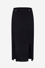 Button Front Ribbed Midi Skirt