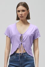 Lettuce Hem Tie Front T-Shirt