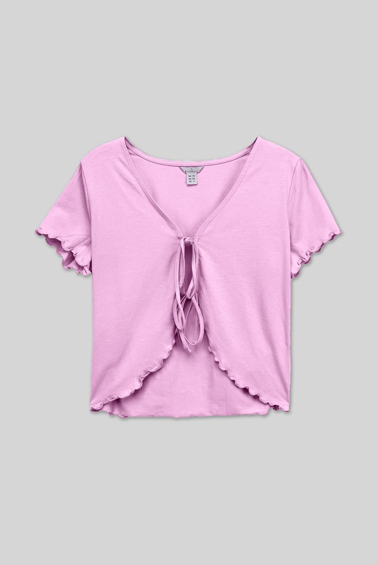 Lettuce Hem Tie Front T-Shirt