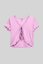 Lettuce Hem Tie Front T-Shirt