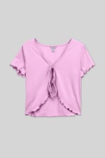 Lettuce Hem Tie Front T-Shirt