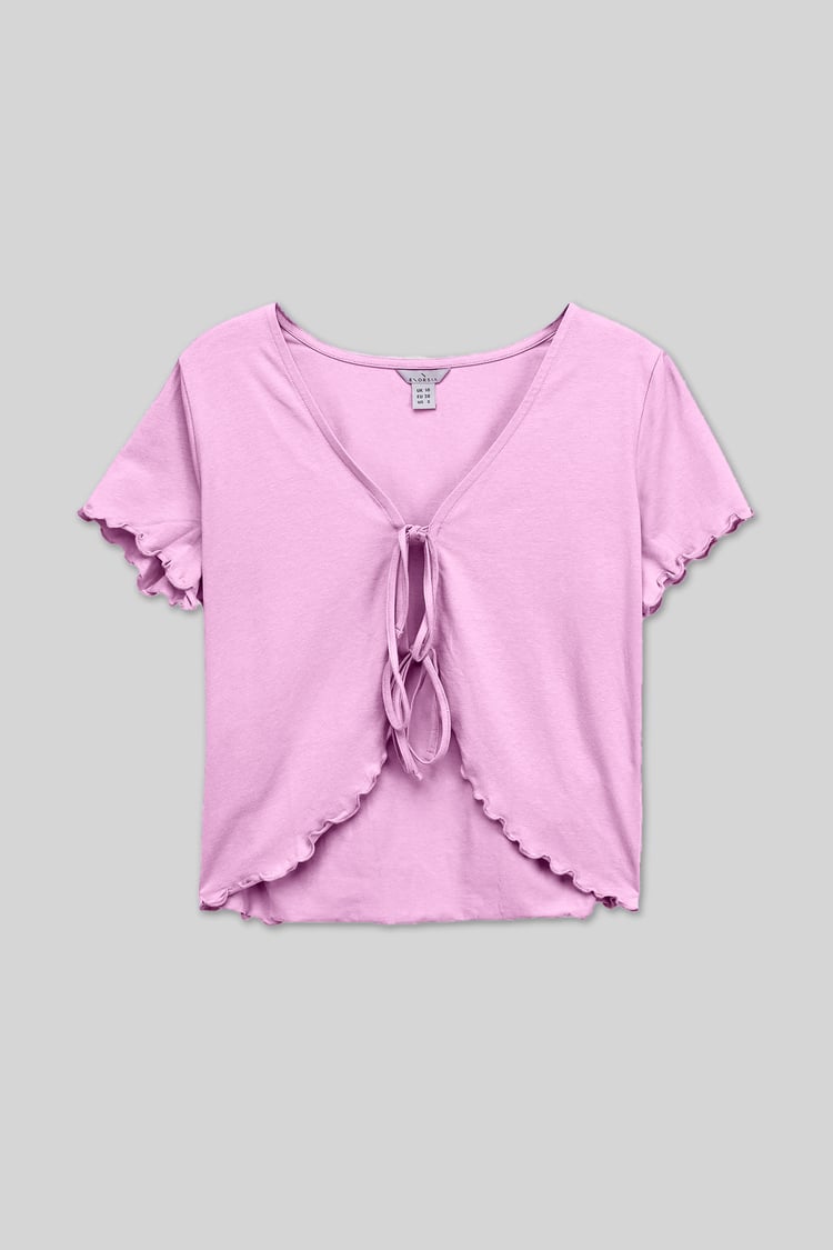 Lettuce Hem Tie Front T-Shirt