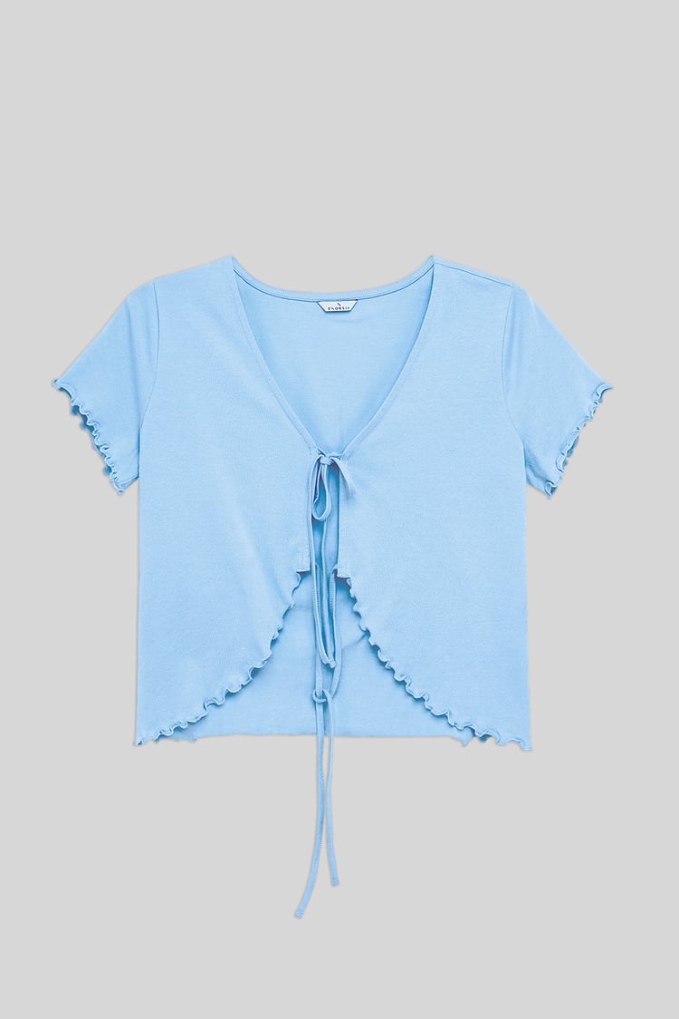 Lettuce Hem Tie Front T-Shirt