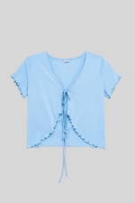 Lettuce Hem Tie Front T-Shirt