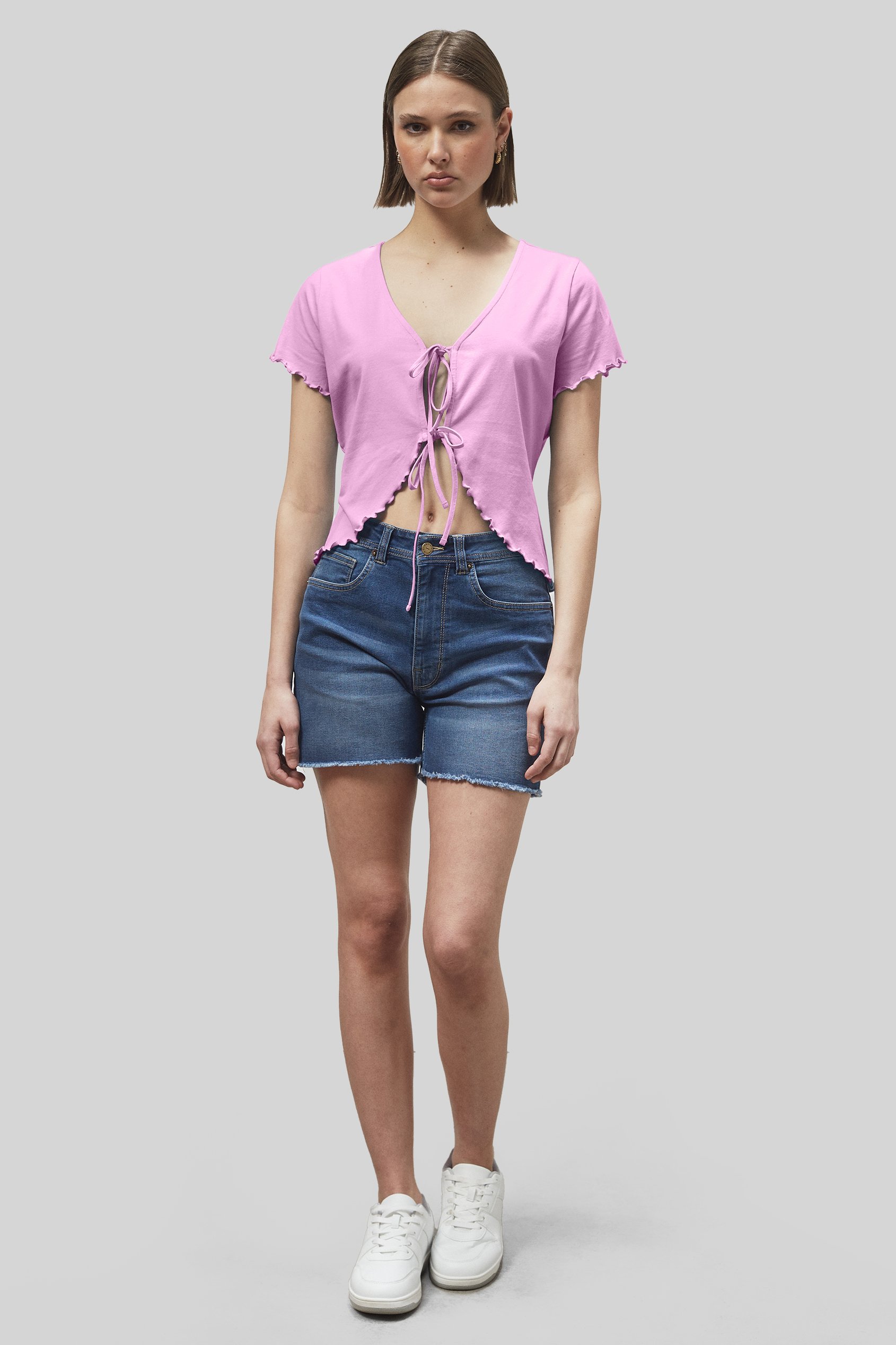 Lettuce Hem Tie Front T-Shirt