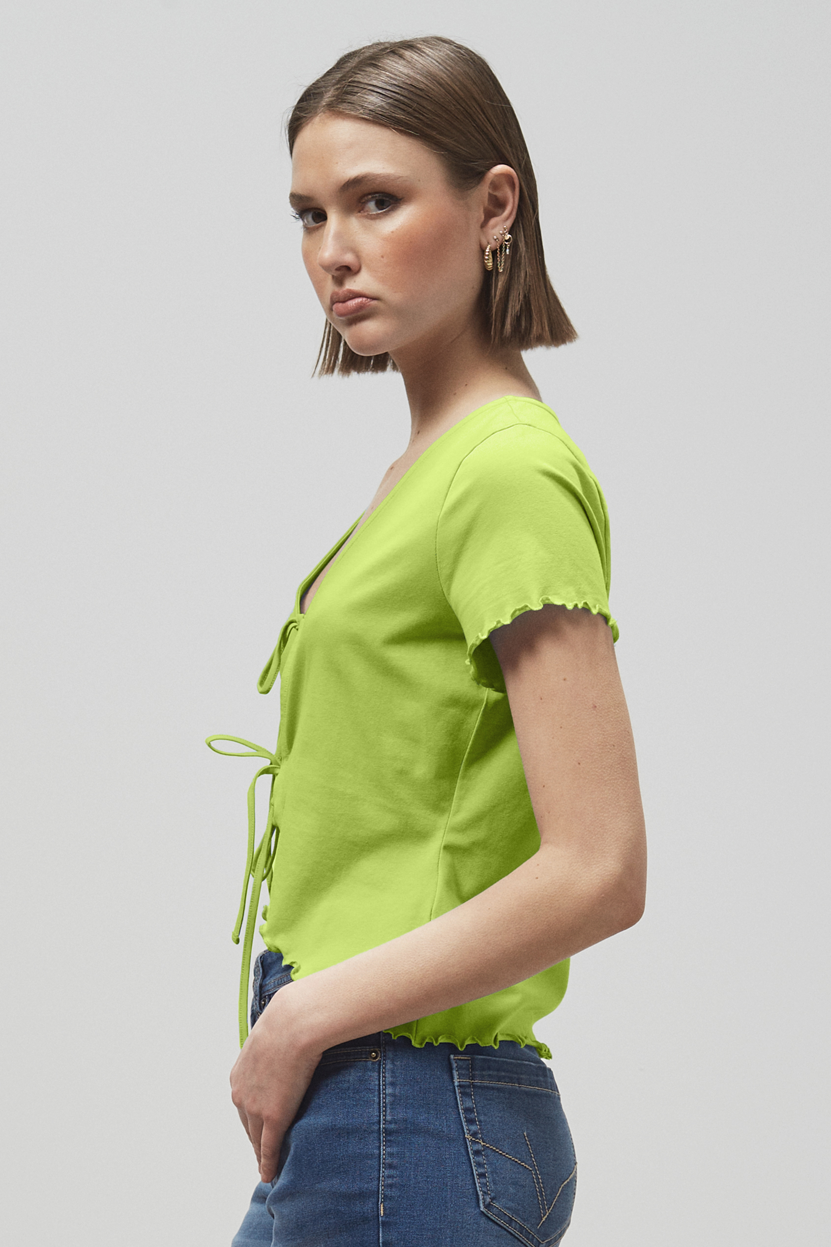 Lettuce Hem Tie Front T-Shirt