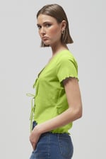 Lettuce Hem Tie Front T-Shirt