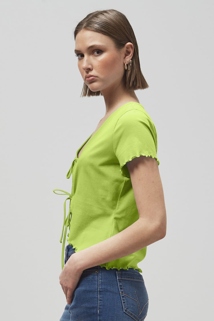 Lettuce Hem Tie Front T-Shirt