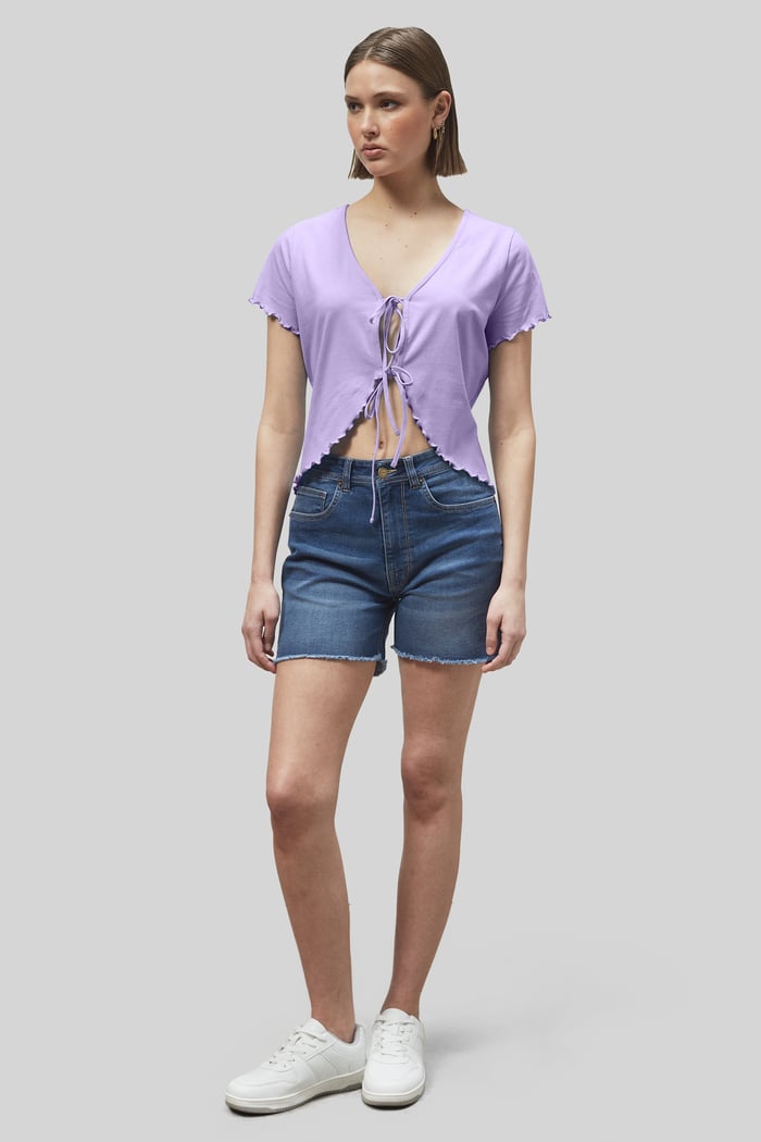 Lettuce Hem Tie Front T-Shirt