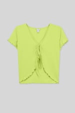 Lettuce Hem Tie Front T-Shirt