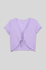 Lettuce Hem Tie Front T-Shirt