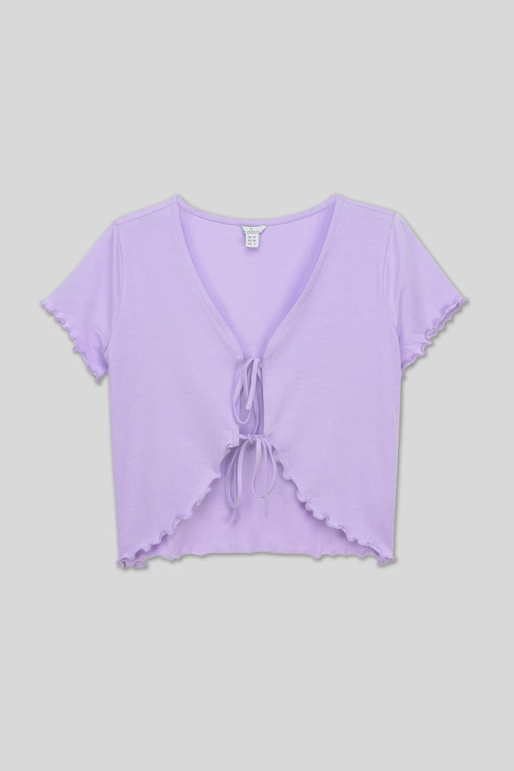 Lettuce Hem Tie Front T-Shirt