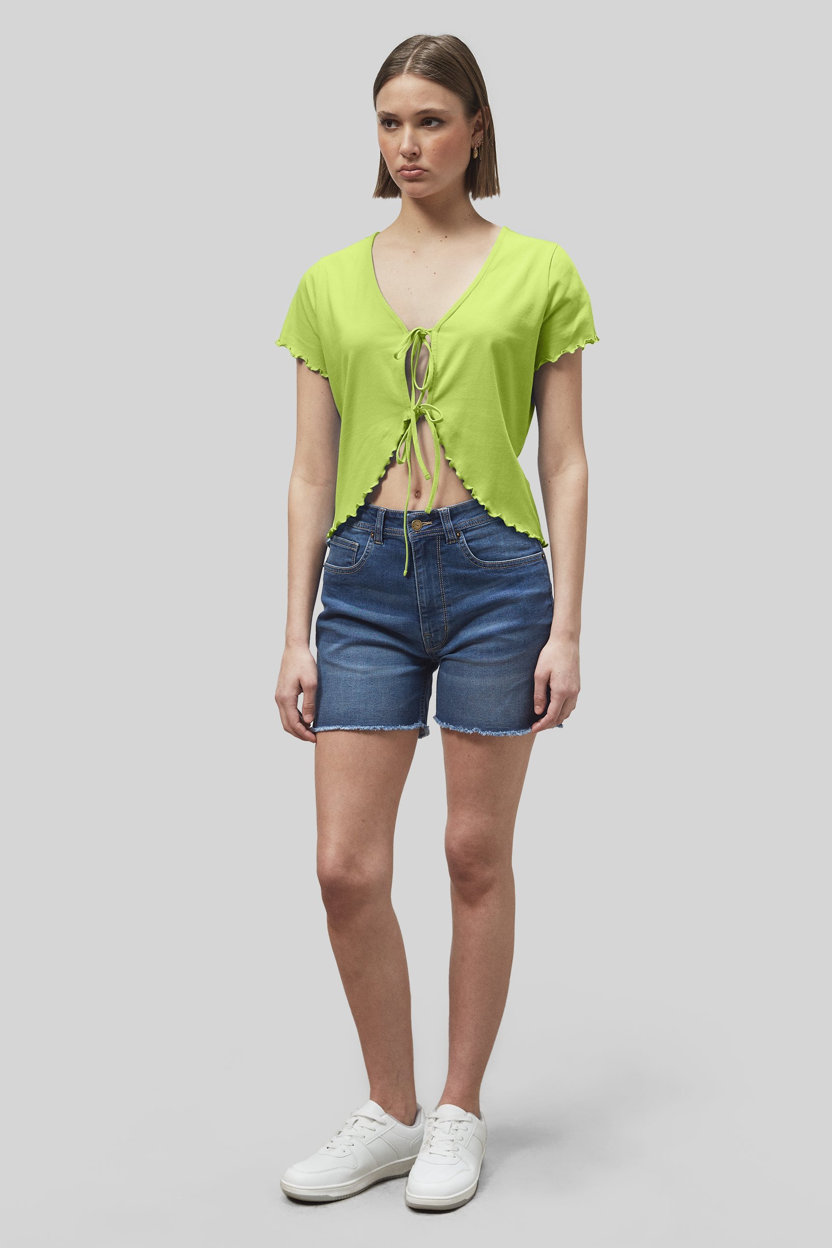 Lettuce Hem Tie Front T-Shirt