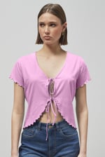 Lettuce Hem Tie Front T-Shirt