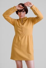 High Neck Lace Trim Mini Dress