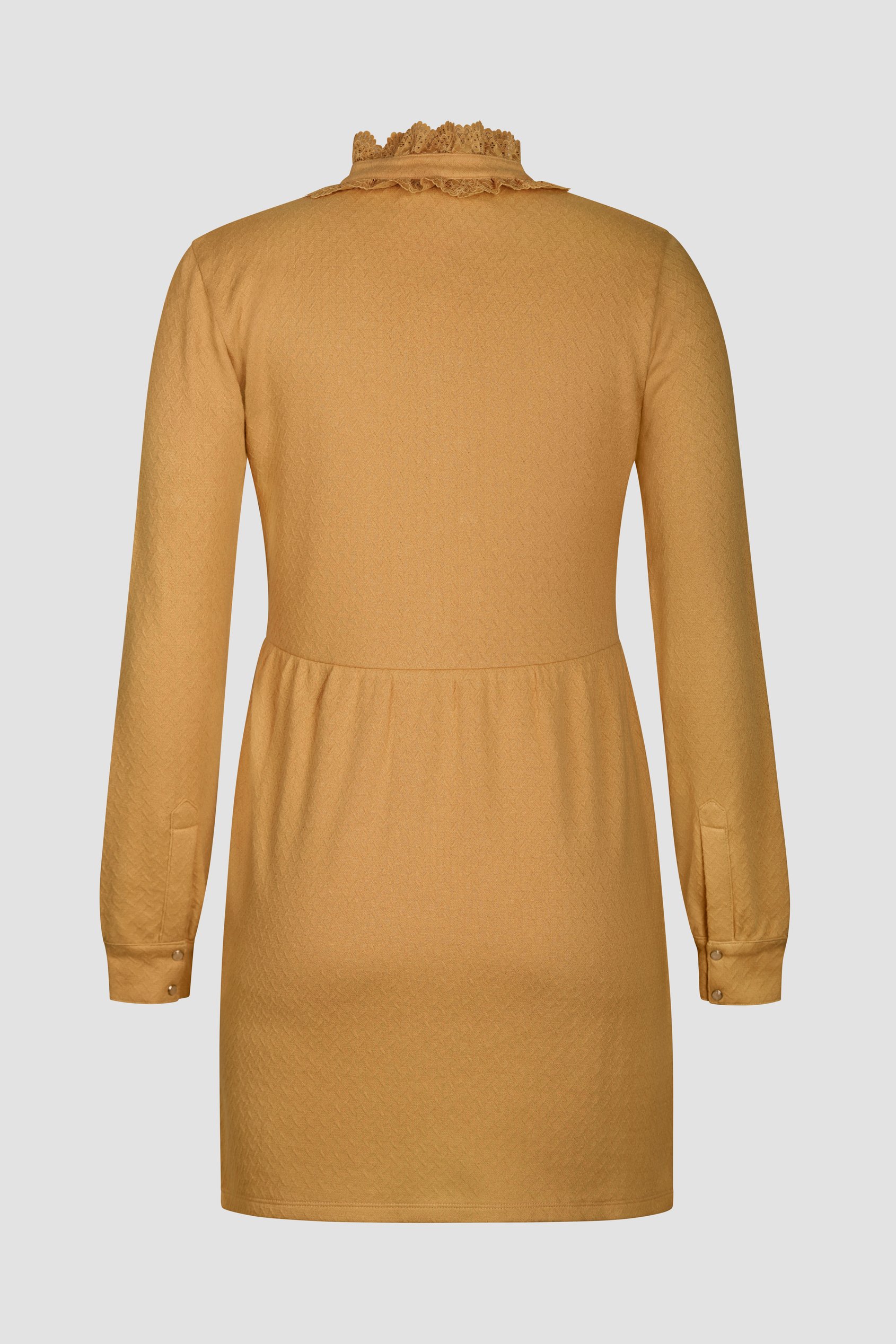 High Neck Lace Trim Mini Dress