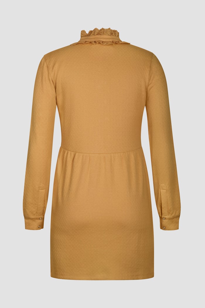 High Neck Lace Trim Mini Dress