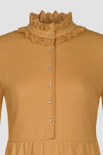 High Neck Lace Trim Mini Dress