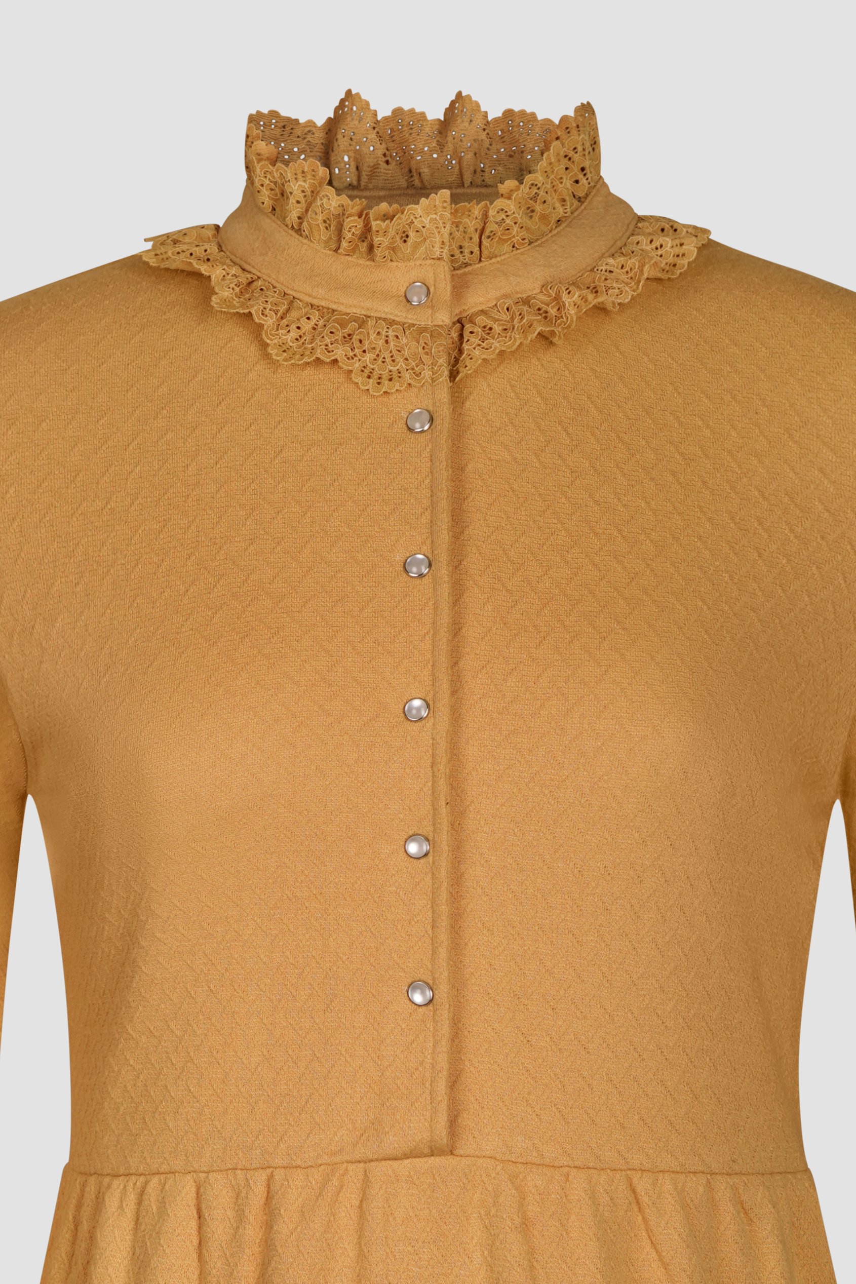 High Neck Lace Trim Mini Dress