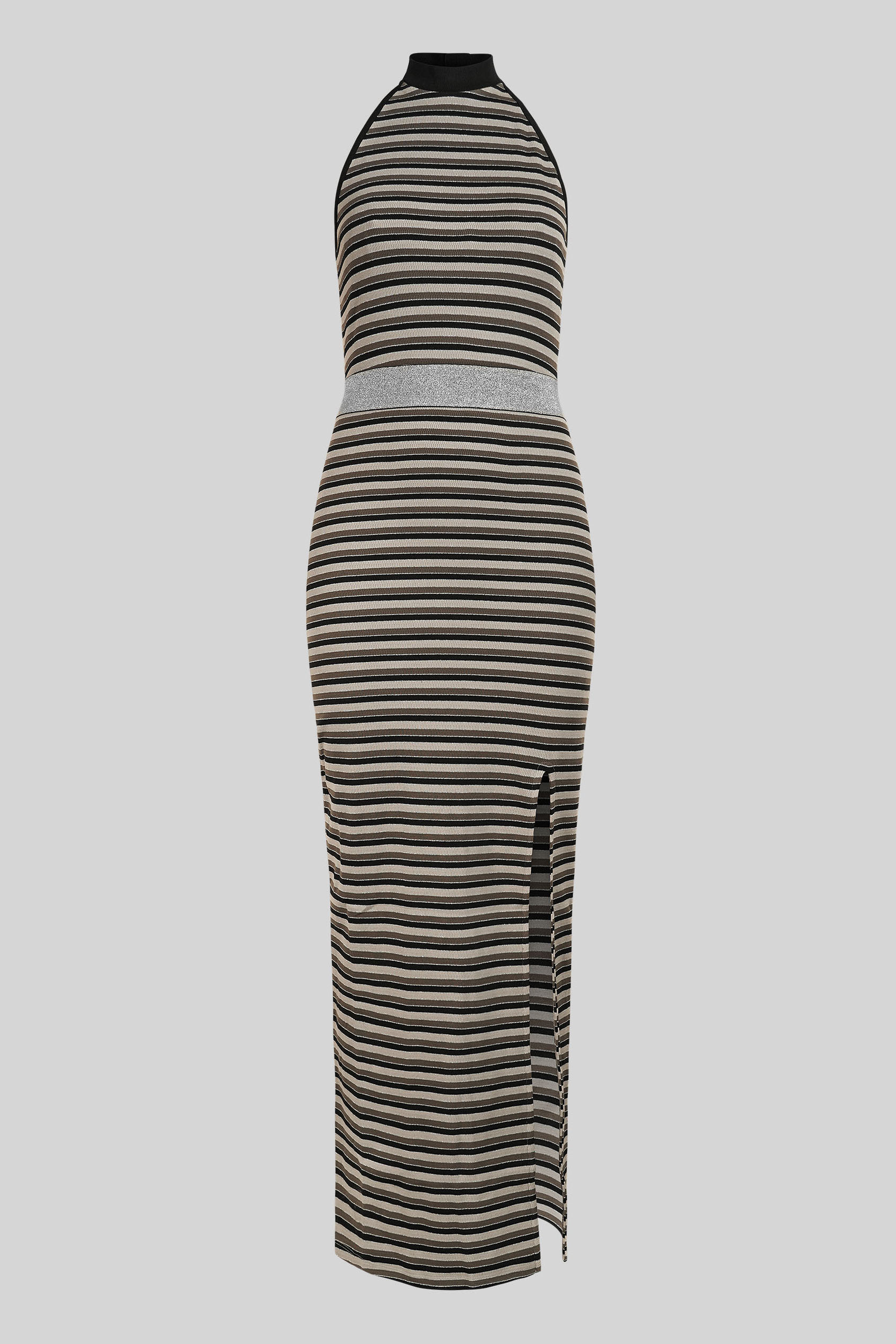 Halter Neck Open Back Rib Long Dress