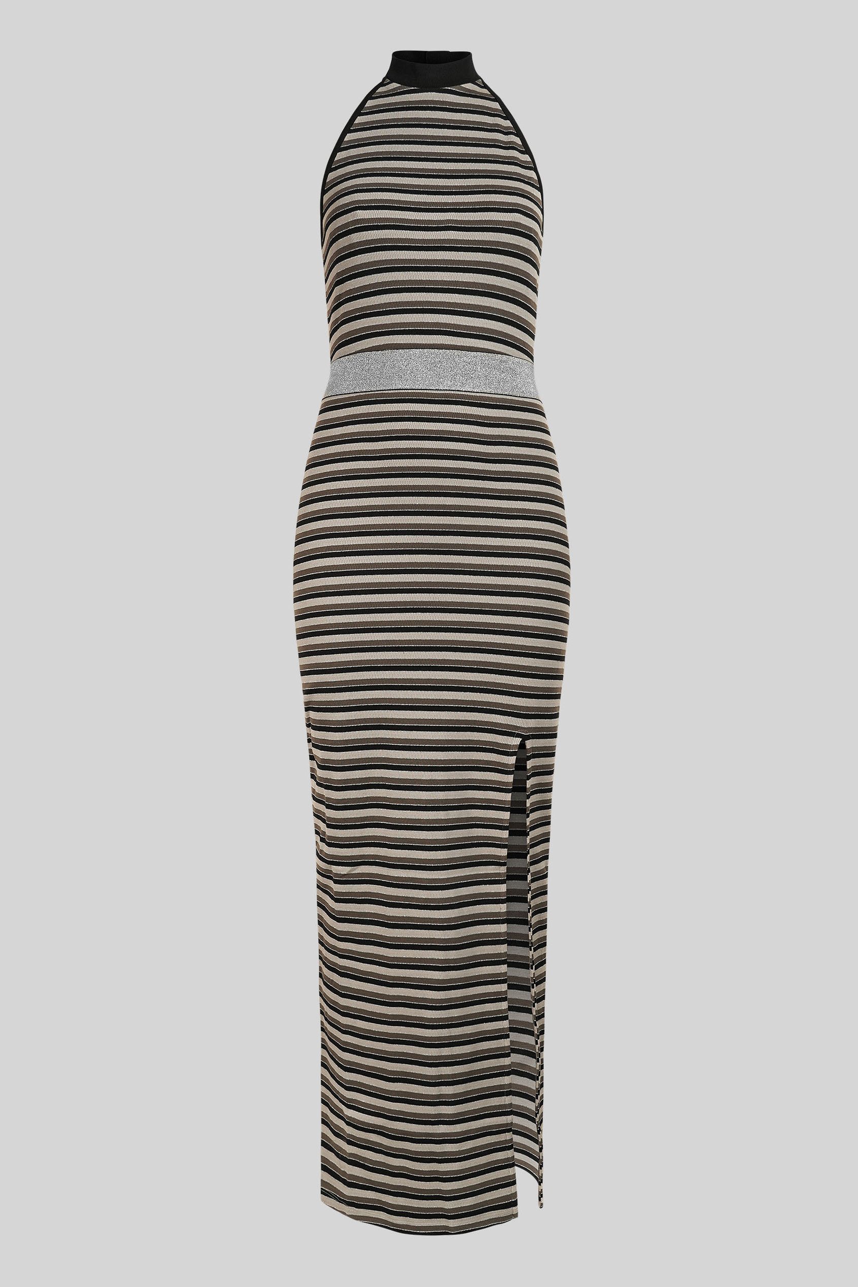 Halter Neck Open Back Rib Long Dress