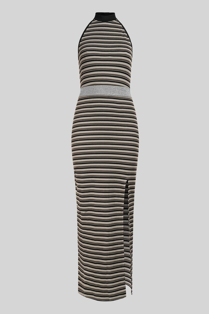 Halter Neck Open Back Rib Long Dress