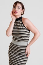 Halter Neck Open Back Rib Long Dress